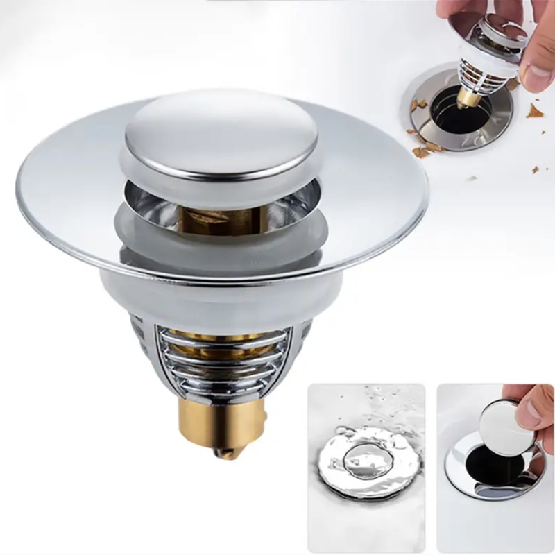 Drücken Sie den Universal stecker mit Sprung kern für das Waschbecken, um ein Austreten von Wasser aus dem Abfluss auslass des Waschbeckens zu verhindern