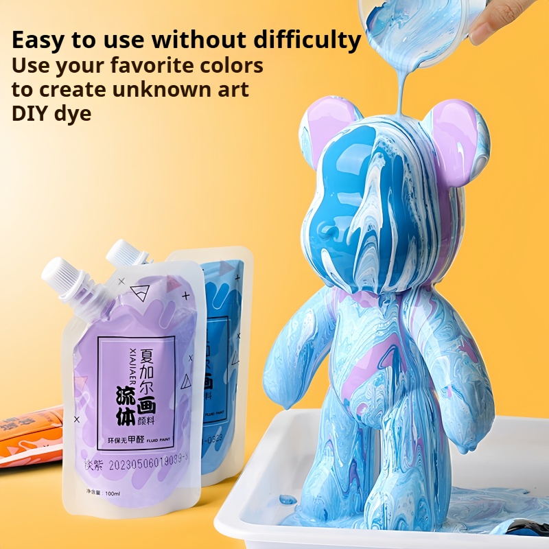 Multi-cor/100ml/xiajiaer pintura fluida tintas diy líquido fluindo tintas acrílicas arte estudante pintura criativa pintura fluida