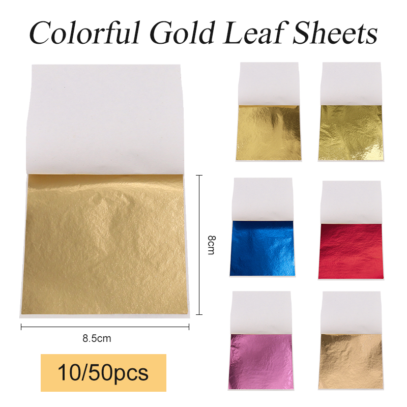 Folhas de folha de ouro de imitação de taiwan, 8x8.5cm, papéis de folha de cobre para dourado, faça você mesmo, artesanato, design, decoração de papel