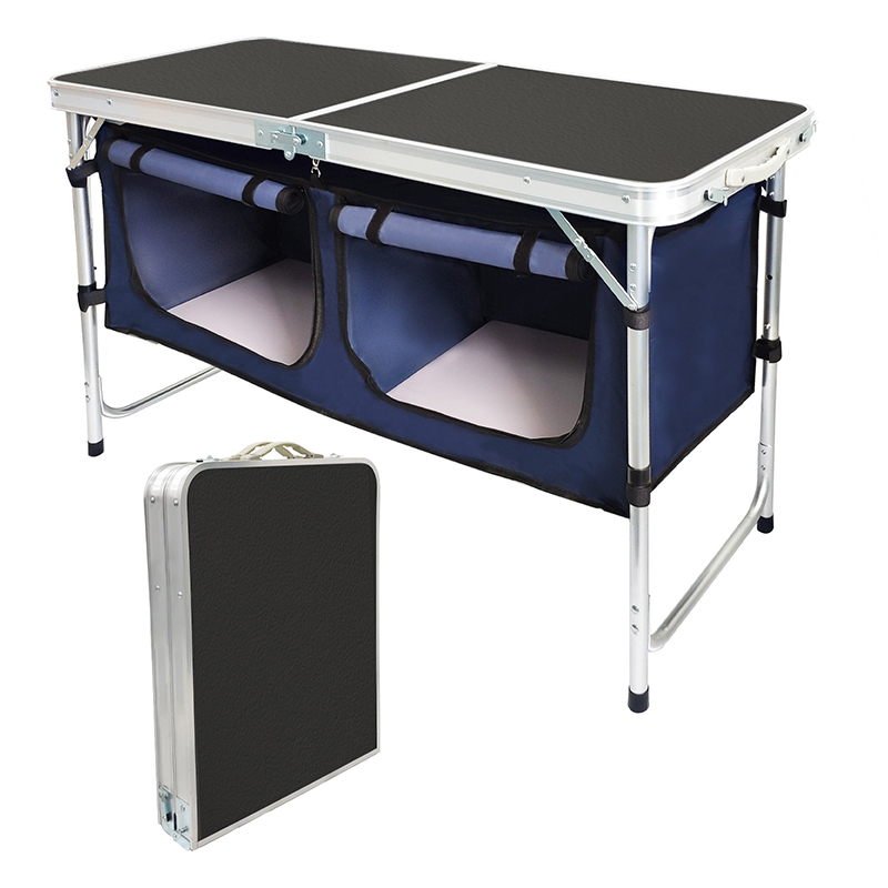 Outdoor Klaptafel Aluminium Lichtgewicht Campingtafel In Hoogte Verstelbaar Met Opbergorganisator Voor Bbq, Party, Kamperen