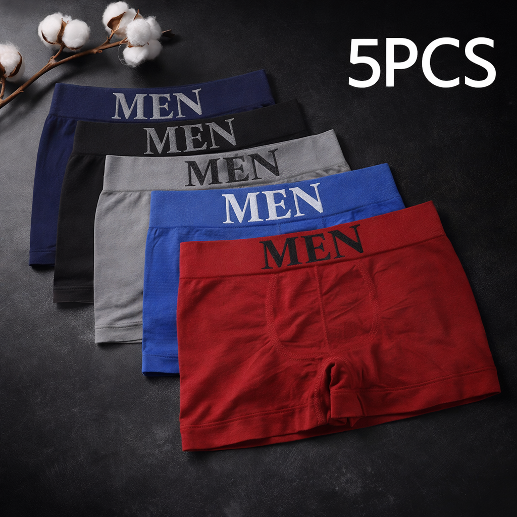 5 ชิ้น กางเกงบ็อกเซอร์ชาย ยืดหยุ่นสูง ระบายอากาศได้ดี ผ้าฝ้ายเนื้อนุ่ม ยืดได้ สวมใส่สบาย สีพื้น