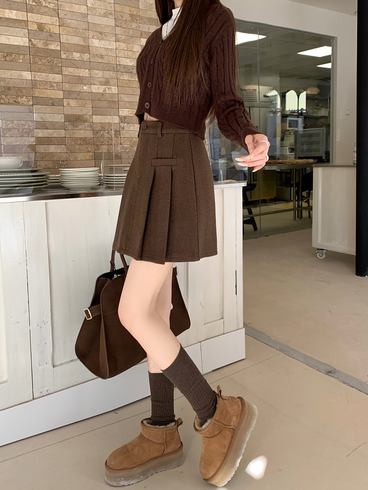 Falda Corta Casual De Punto Negro Para Mujer Talla Grande Cintura Alta Estilo Coreano Moda Primavera Verano Otoño Invierno
