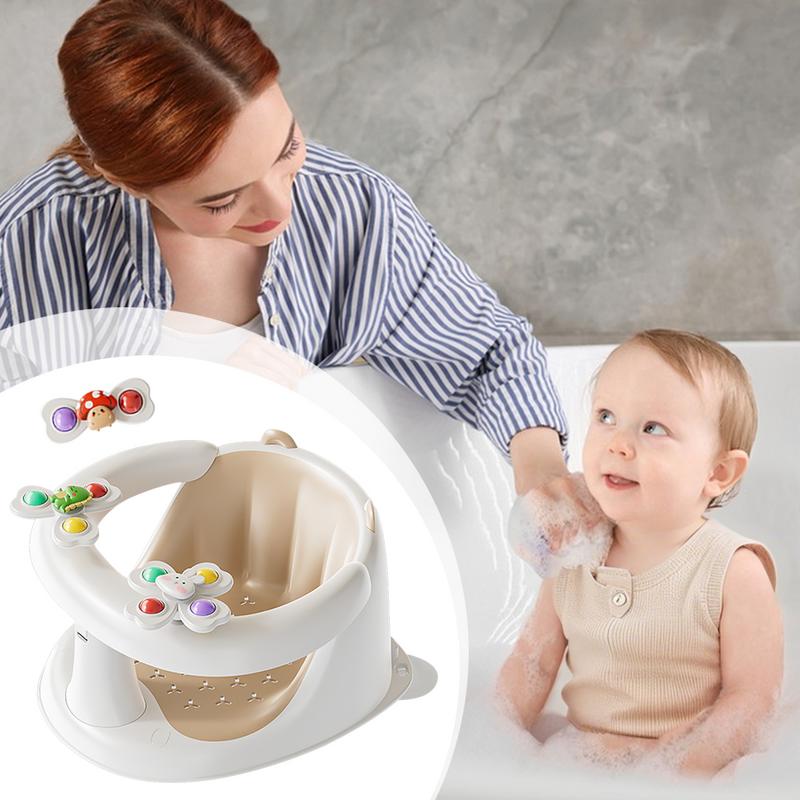 ベビーバスシートシットアップ幼児入浴椅子ノンスリップバスシートスピンおもちゃ付き1-3歳用入浴快適ホテル用