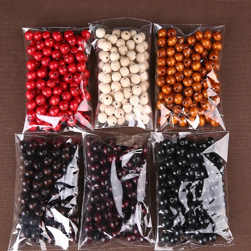 4mm-20mm Duży otwór Okrągły Naturalny Drewniany Ekologiczny Luźny Spacer Drewniane Brązowe Koraliki Kawowe Do Biżuterii Bransoletka Rzemiosło DIY
