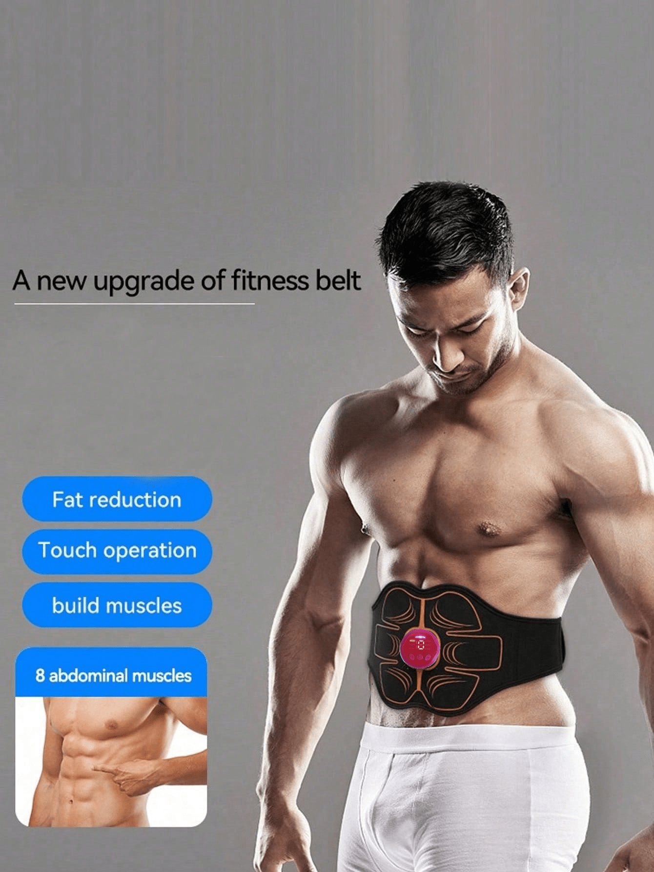 Ab-GĂŒrtel, Bauchmuskeltoner â Bauchmuskelstimulator, USB wiederaufladbar, BauchmuskelstimulationsgĂŒrtel, MuskelstraffungsgĂŒrtel fĂŒr MĂ€nner und Frauen, Training