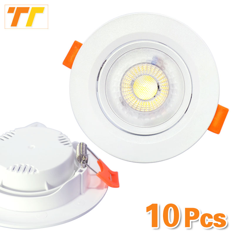10 Stuks Led Downlighters 7W 9W Spot Verlichting 5W 12W 3W AC220V 110V COB Chip Verzonken Plafond Lampen Voor Thuis Verlichting
