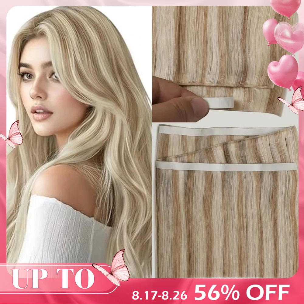 [NEW] Full Shine 50G One Piece Invisible Genius Hair Extensions Tape-In Real Human Hair Remy Skin Weft Thick Ends For Women