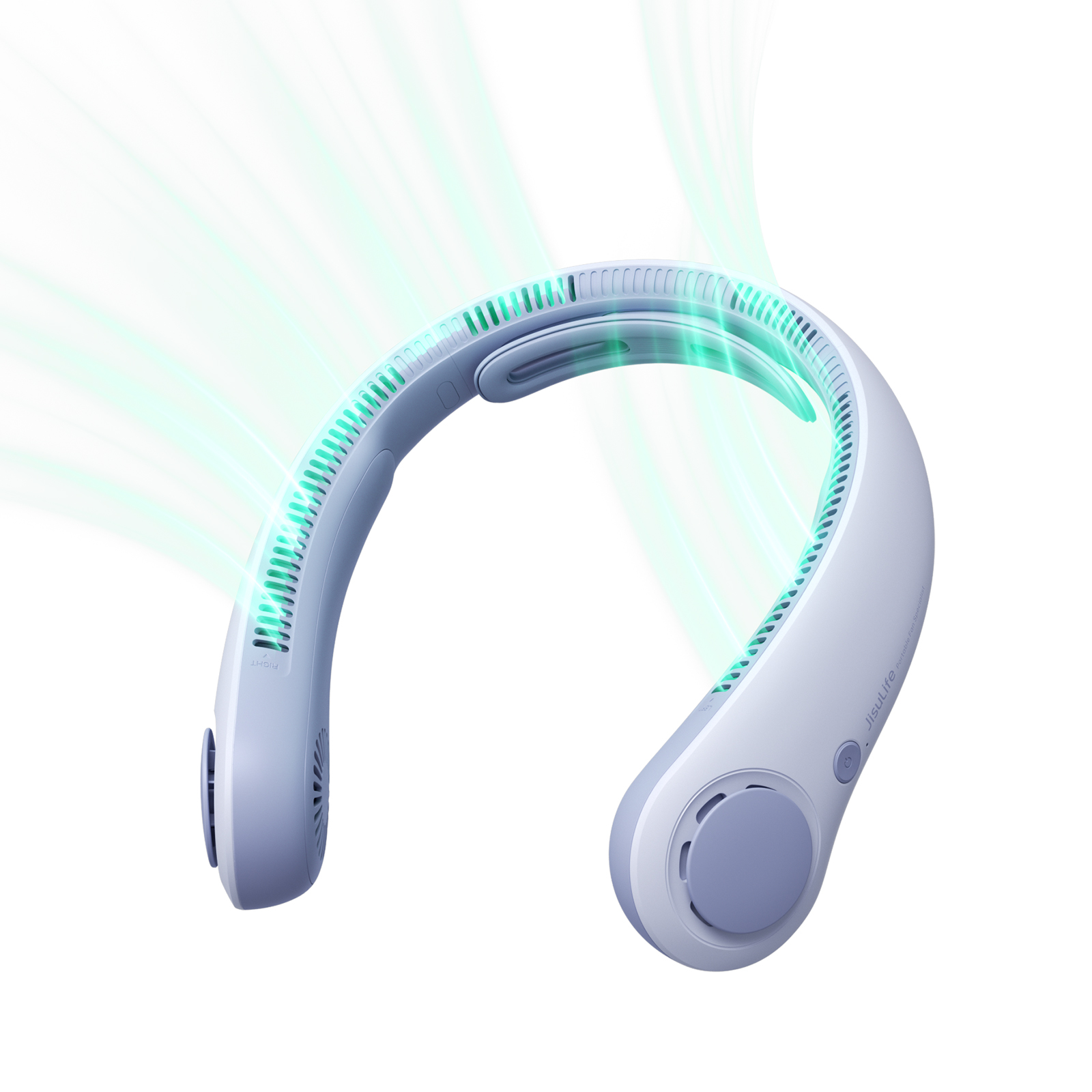 JISULIFE Tragbarer Nackenventilator, verbesserte Version, Nackenstütze, freihändig, 5 Geschwindigkeitsstufen, 5000 mAh, tragbar, blattlos, leise, wiederaufladbar, für draußen und drinnen, Geschenke für Frauen und Männe