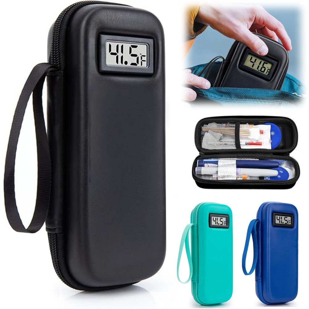 Con pantalla de termómetro, refrigerador de insulina, Estuche De Viaje, impermeable, con aislamiento térmico, bolsa organizadora de medicina refrigerada