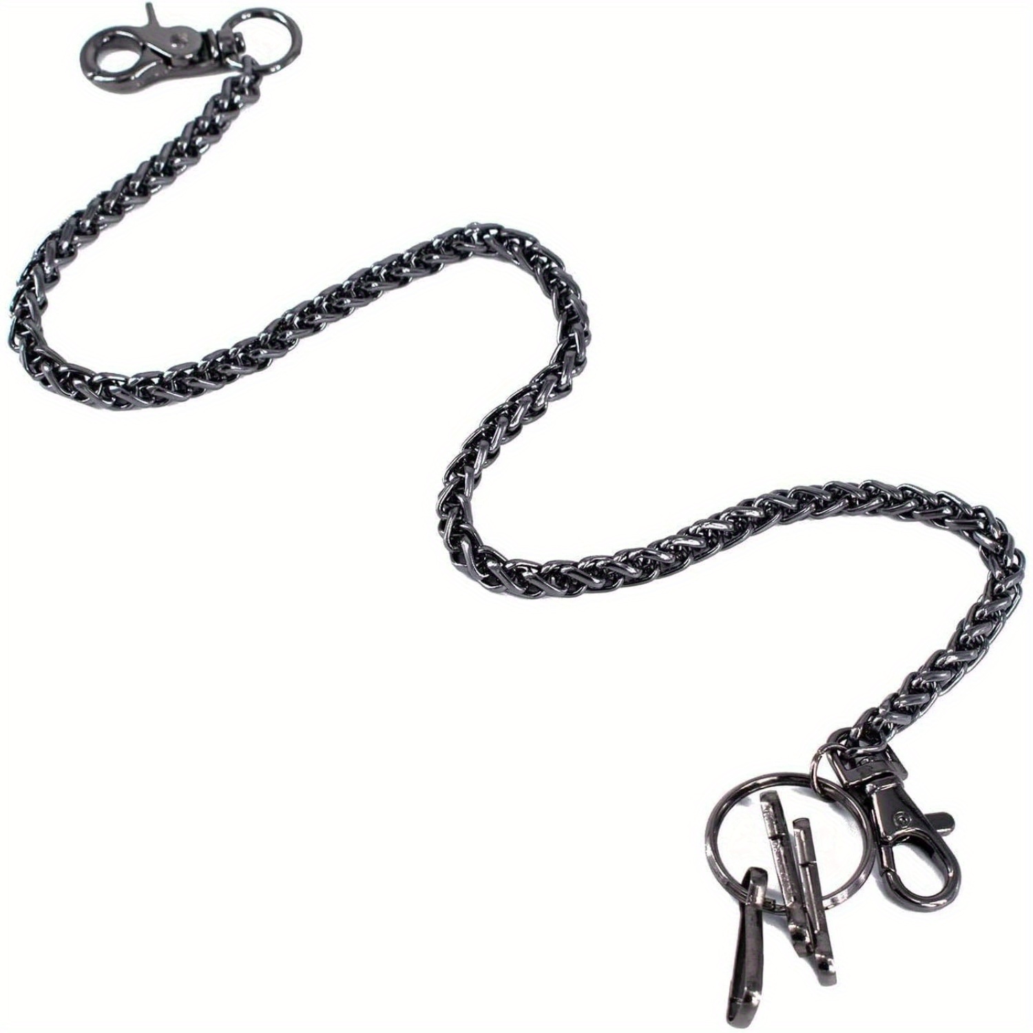 Portachiavi tascabile con catena per portafoglio in metallo con fermagli a moschettone Catena per jeans in vita per chiavi, portafoglio da uomo, pantaloni, passanti per cintura, borsa