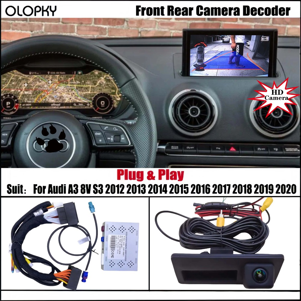 Камера заднего вида для Audi A3 8V S3 2012 2013 2014 2015 ~ 2019 2020 Обновление OEM-экрана Передняя камера заднего вида Не требует программирования