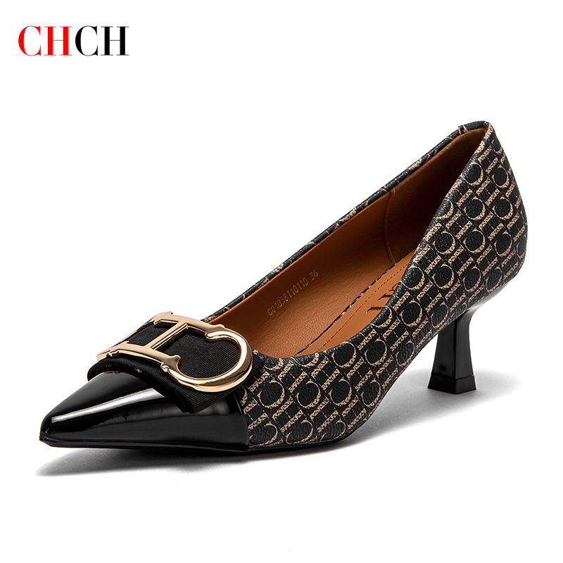CHCH escarpins pour femmes chaussures pour femmes simples rétro lettre imprimée pour les déplacements d'affaires