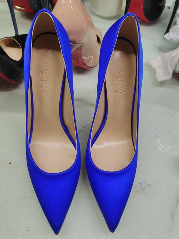 Nuevos tacones altos, tacones finos para mujer, zapatos individuales puntiagudos de boca poco profunda, zapatos de boda de seda, zapatos de novia para mujer