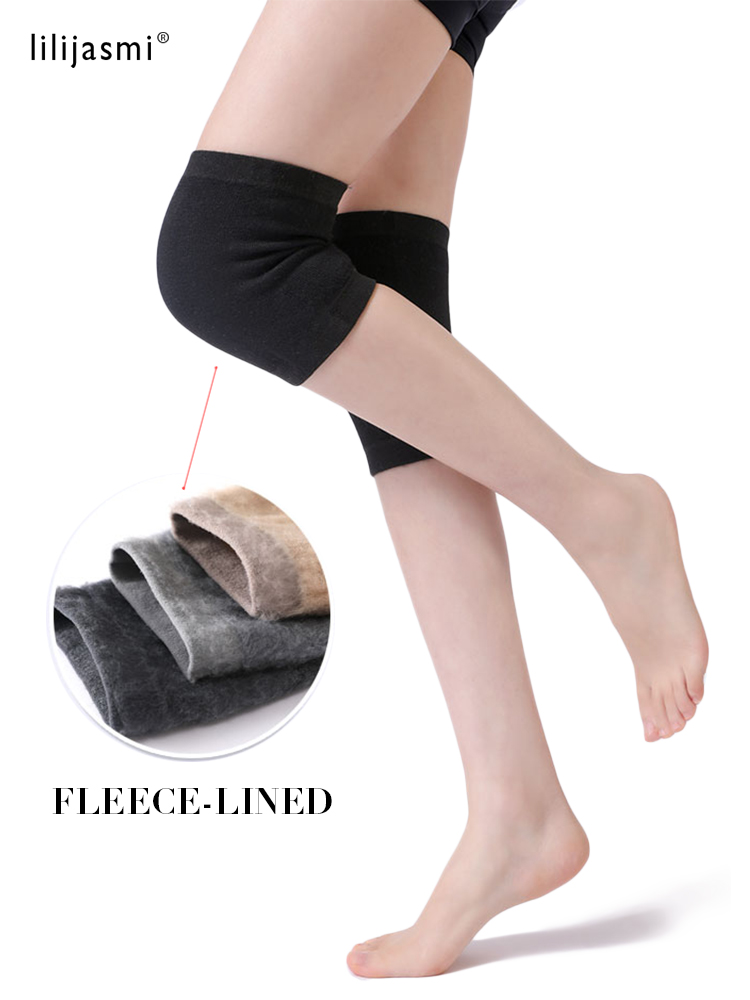 ขนสัตว์หนาเข่าแขนยาวขนแกะเรียงรายฤดูหนาวของแข็ง Coldproof Warm หัวเข่าถัก Kneecap เข่าป้องกันขาอุ่นฤดูหนาว
