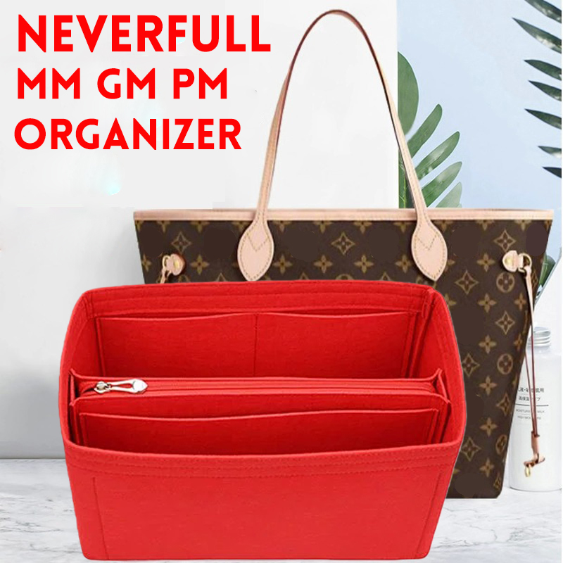 Фетровый кошелек-органайзер-вставка для LV Neverfull MM GM PM, сумка-шейпер, сумка-органайзер с карманами на молнии для хранения