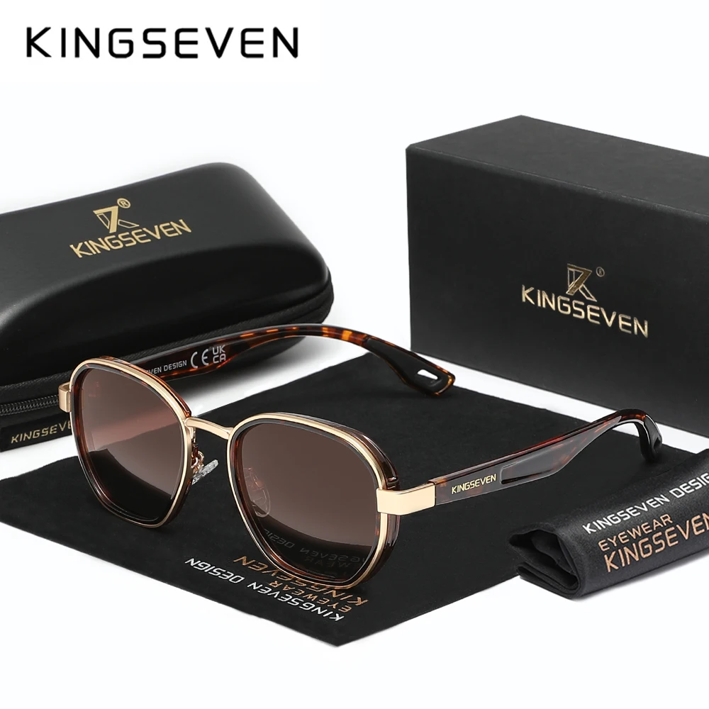 KINGSEVEN Kleine runde Sonnenbrille für Herren, polarisiert, Damenbrille, Vintage-Stil, Reisebrille für Herren, UV400