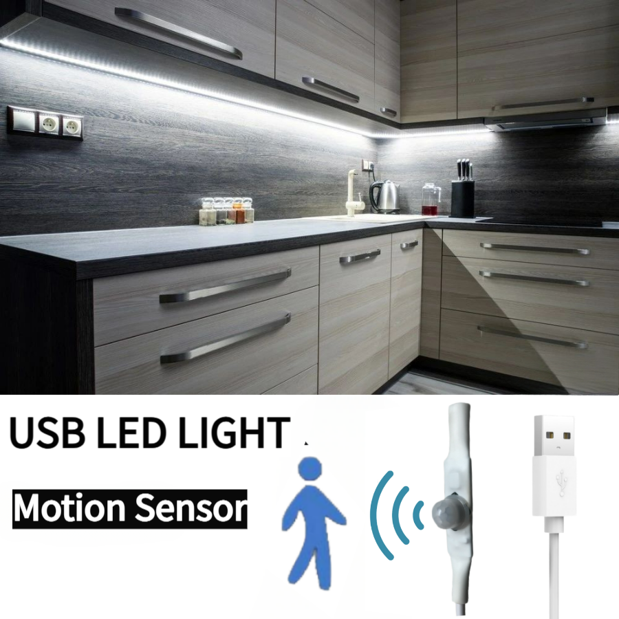 5V USB tira de LED con barrido manual / sensor de movimiento humano 1M 2M 3M 5M cinta de luz de decoración de la cinta para la sala de TV Cocina