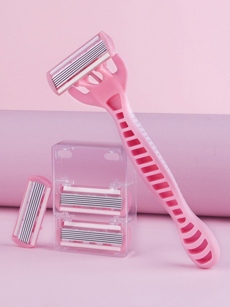 1 mango + 4 cuchillas/bikini de seguridad para el cabello corporal para hombres y mujeres, juego de cuchillas de afeitar con tira de Aloe, cabezales de repuesto para afeitadoras femeninas