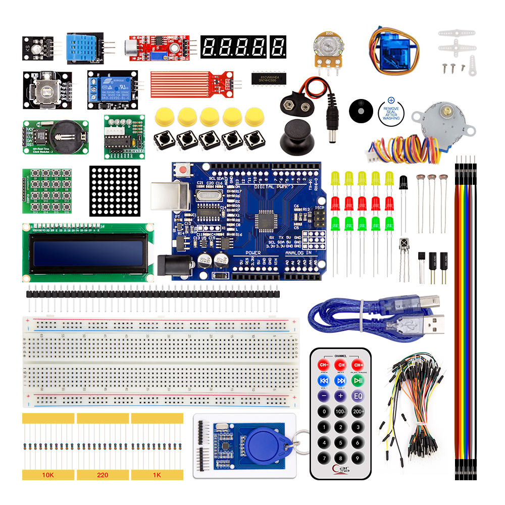 ชุดเริ่มต้นที่สมบูรณ์ชุดการเรียนรู้การเขียนโปรแกรม + 40 โครงการสําหรับ Arduino UNO R3 Starter Kit + การสอนออนไลน์ DIY ชุดอิเล็กทรอนิกส์