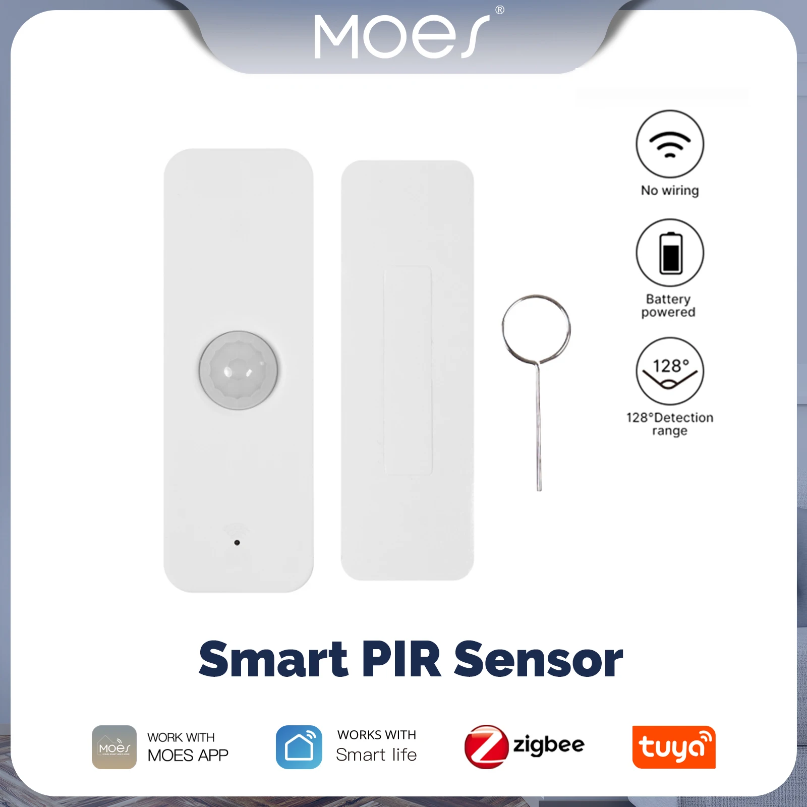 MOES-Sensor PIR inteligente Tuya WiFi/ZigBee, Detector de movimiento infrarrojo del cuerpo humano, Escena de seguridad para el hogar, automatización de enlace, energía de batería