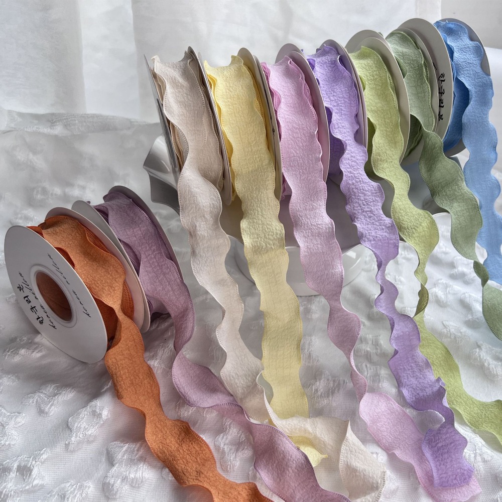 Neue 10 Yards Fischschwanz Garn Bänder 2,5 cm Wellen kante plissierte Geschenke Verpackungs material Geschenk verpackung Blumen sträuße Chiffon band