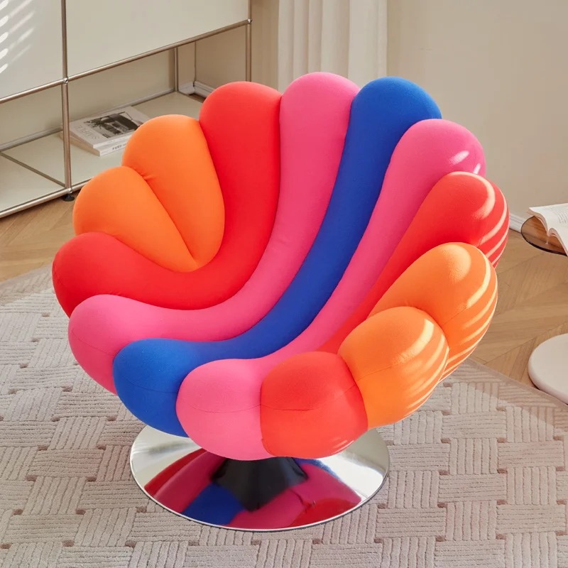 Chaise Lounge Nordic Sofa Chair Modern Simple Living Room Hotel Clubhouse Light Luxury Colorful Petal Revolving Leisure Chairs