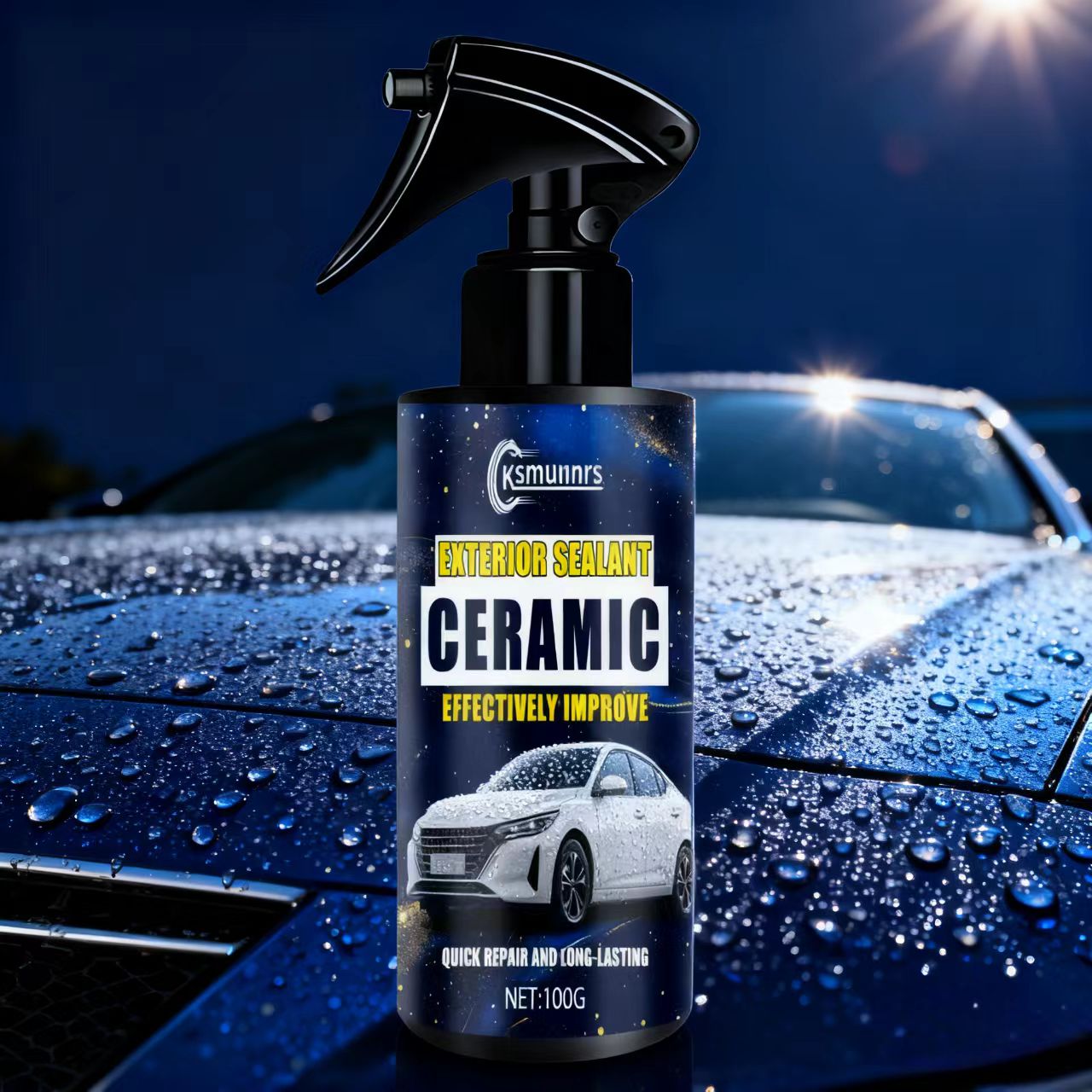Ksmumnrs Spray de mastic extérieur en céramique : réparation rapide de peinture automobile, protection hydrophobe et longue durée, augmente efficacement l'auto E