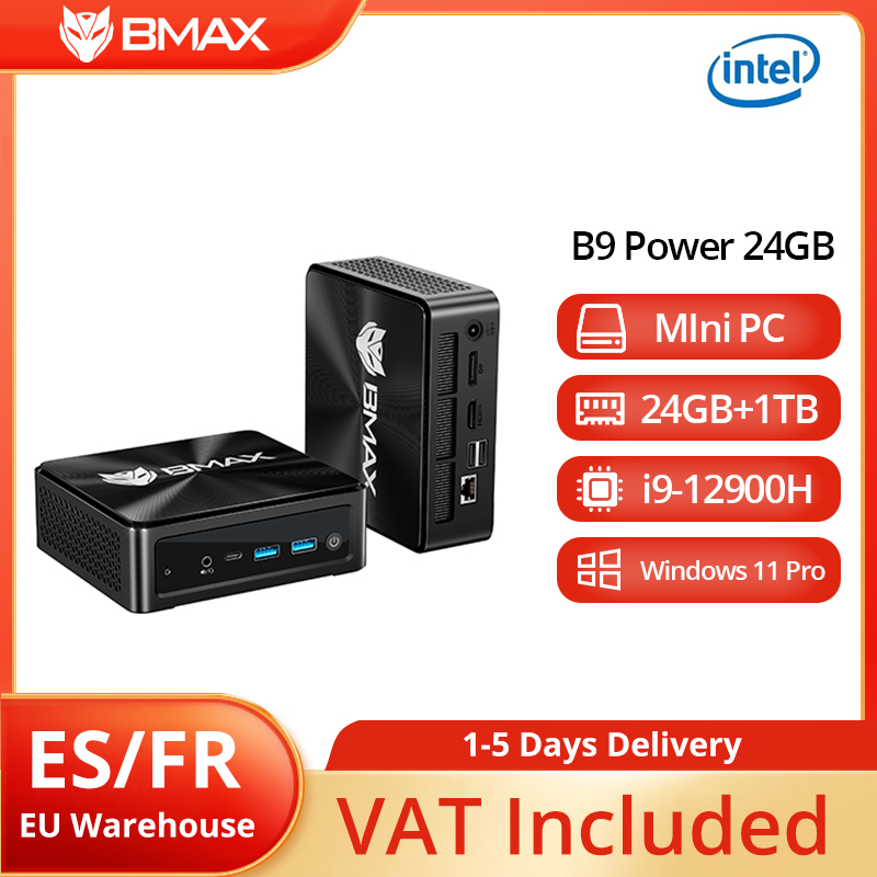 【Marque +】 Mini Pc d'alimentation Bmax B9 Intel Core I9-12900H 14 cœurs Max 5.0Ghz 24Gb 32Gb Ram 1Tb Ssd Wifi 6 Bluetooth 5.2