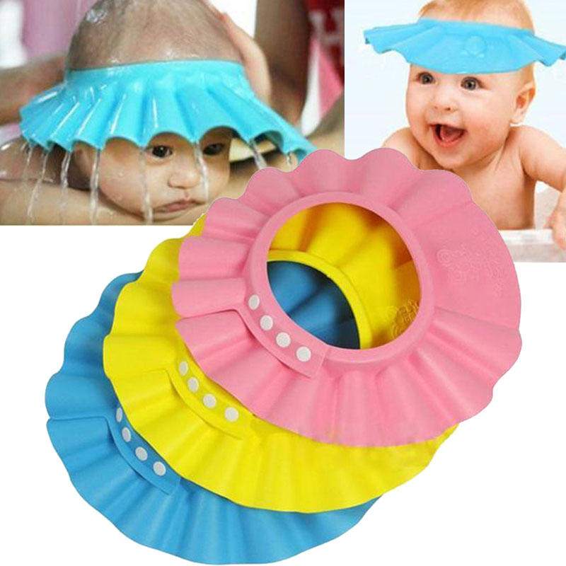Gorros de Ducha para Niños, 3 Colores, Ajustables, Seguros, de EVA Suave, Protección para el Baño, Impermeables, para Lavar el Cabello