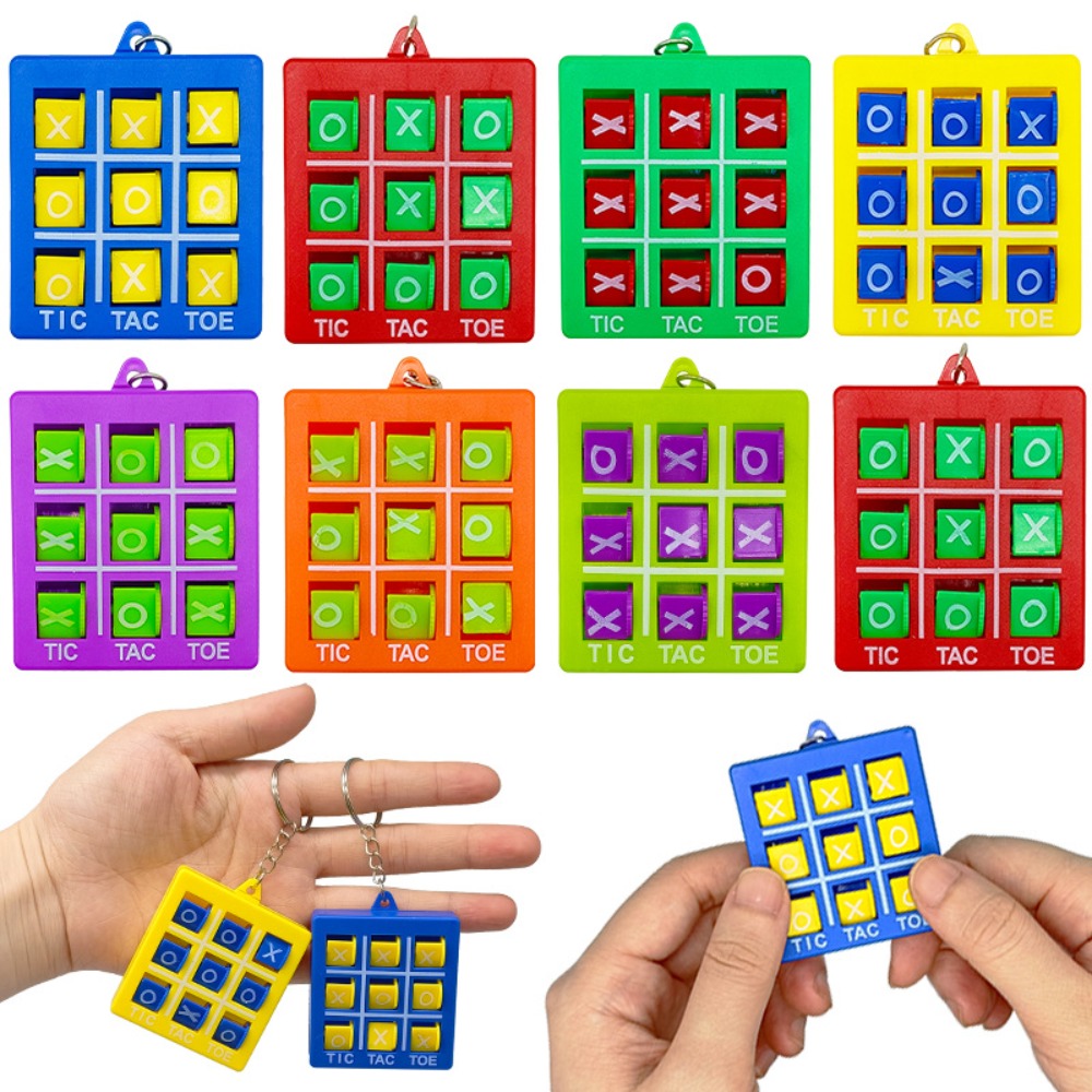 Gantungan kunci tiga potong Puzzle Tic-Tac-Toe XO, gantungan kunci anak pesta ulang tahun pernikahan hadiah tamu taman kanak-kanak hadiah Tahun Baru