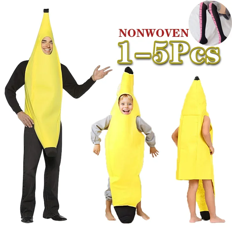 Disfraz de plátano para niños y adultos, disfraces de Halloween y Navidad, disfraz de actuación, disfraz de plátano de fruta, disfraz de actuación