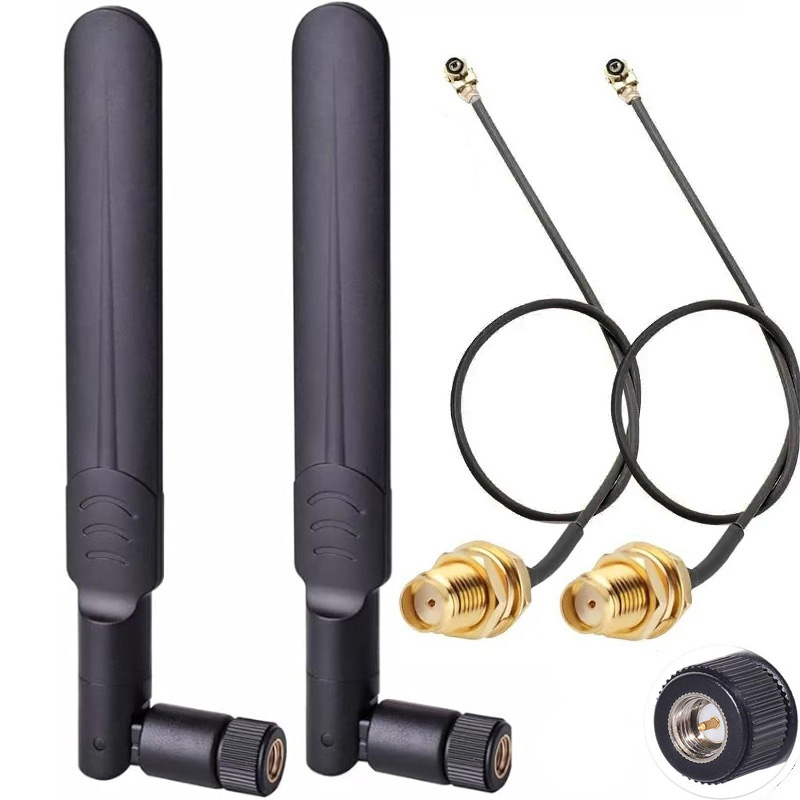 2 x 8dBi 2.4GHz 5.8GHz Dual Ban WiFi เสาอากาศ RP-SMA ชาย + 2x15 ซม.I-P-E-X-1 ถึง RP-SMA หญิง Pigtail สําหรับ Wireless Router