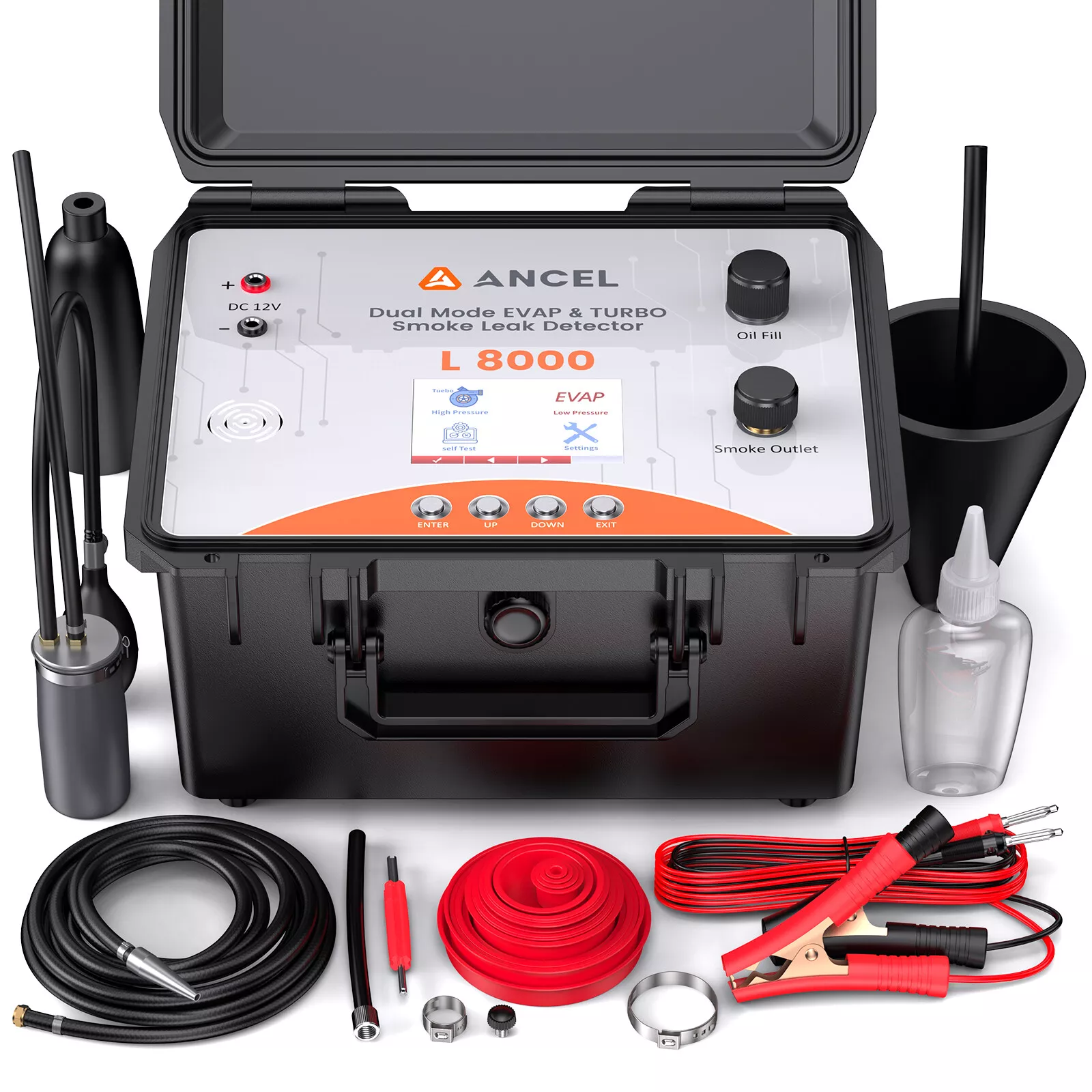 Pendeteksi kebocoran asap Digital ANCEL L8000, pompa udara bawaan, Mode ganda, penguji kebocoran diagnostik untuk sistem EVAP & Turbo 2025