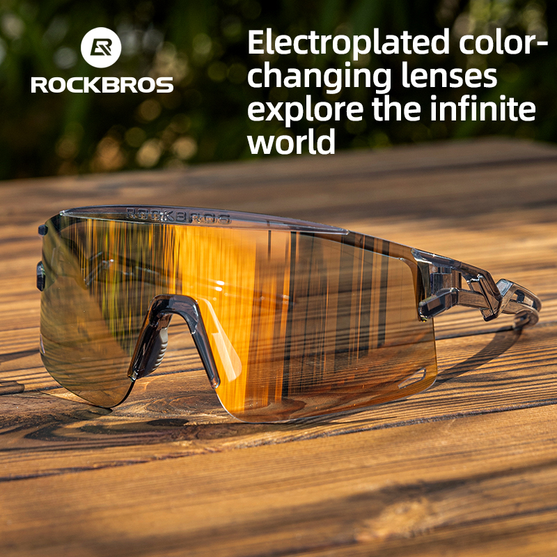 Rockbros Fotochromische Fietsbril Voor Mannen Vrouwen De Hele Dag Fietsen Mode Half Frame Uv Bescherming Ultralichte Zonnebril Weg