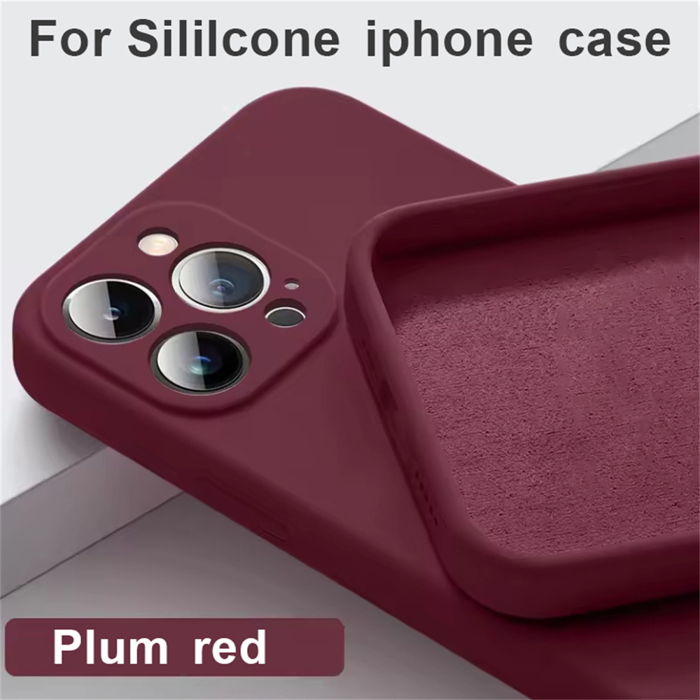 Rojo ciruela para iPhone 16 Pro Funda iPhone 11 12 13 14 15 Pro Max 12 Mini 7 8 X XS XR Funda Coque Funda de silicona suave TPU