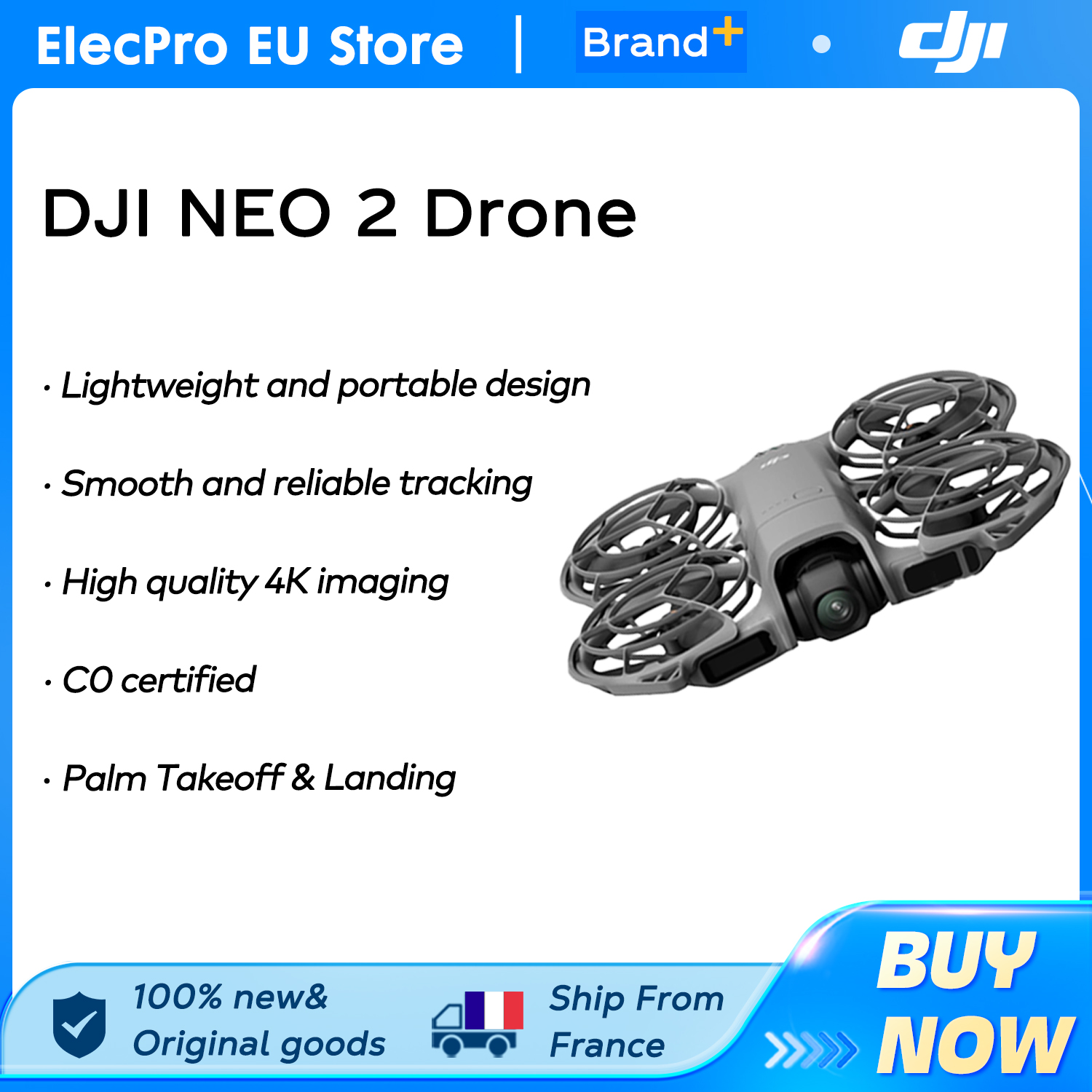 【LOCAL+】Dron DJI Neo2 z kamerą, stabilizowane wideo 4K, 151g, lekki i przenośny, pełna ochrona śmigieł, nine 2 C0