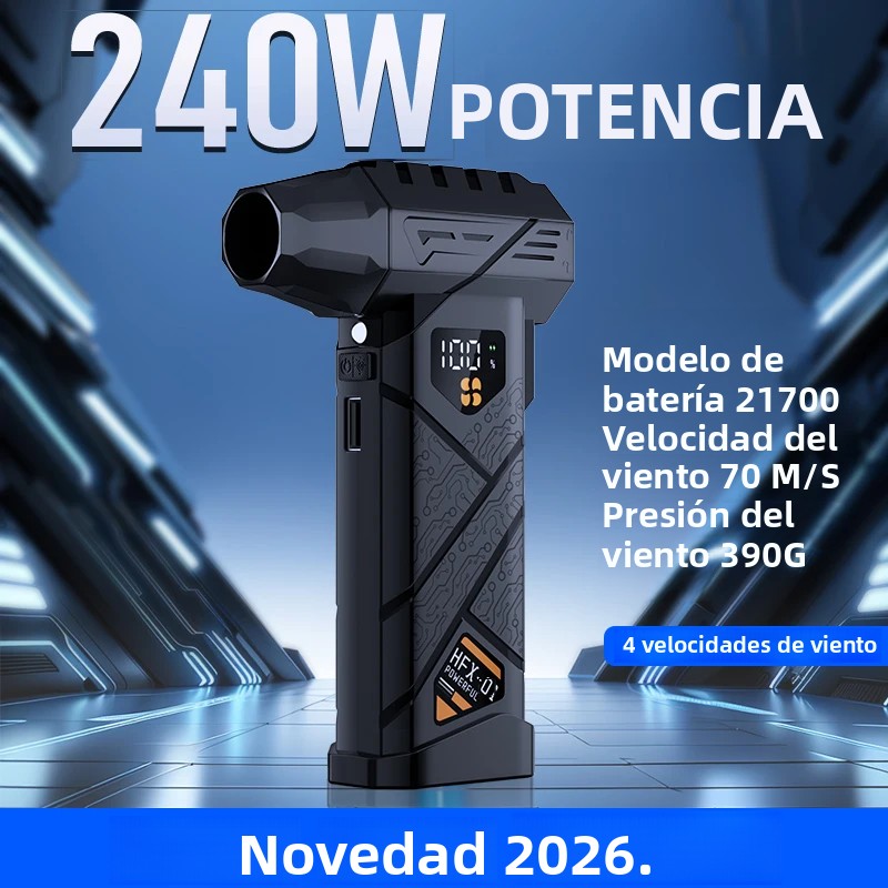 Potente soplador turbo de 580000 RPM, colector de polvo inalámbrico, motor sin escobillas de alta velocidad, fuerza de soplado de 380g con función de banco de energía
