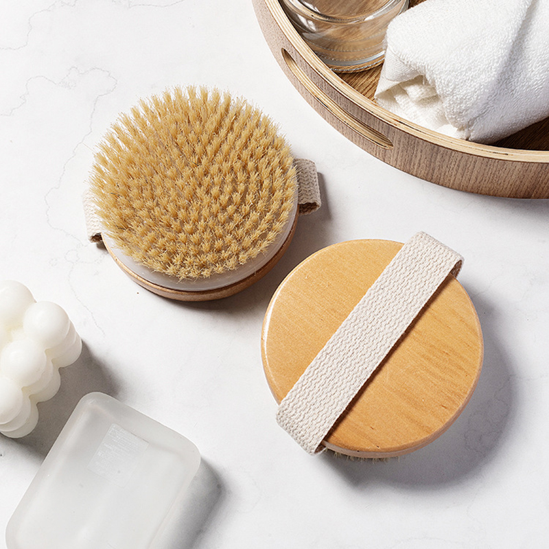 Cepillo de baño de madera, cepillo de fibra de planta de Sisal de madera Natural, exfoliante y promoción de la circulación sanguínea, cepillo de masaje corporal