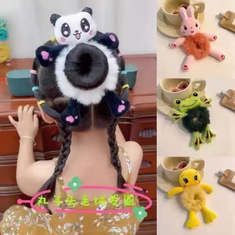Panda vaches chat lapin en peluche bandes de cheveux élastiques doux Pontail cravates femmes fille mignon dessin animé cheveux chouchous noël