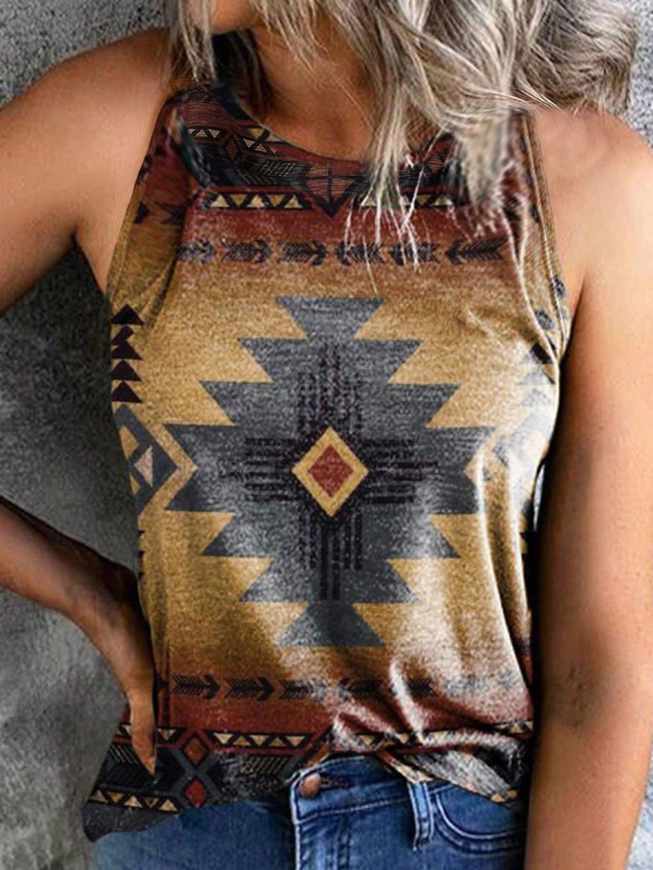 Dames retro bloemenprint casual los vest dames westerse etnische print casual mouwloos T-shirt