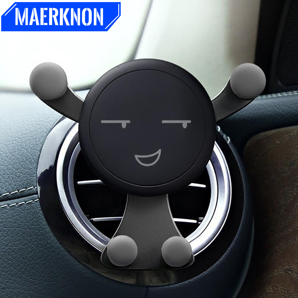Soporte de teléfono de gravedad para coche, Clip de ventilación de aire, montaje de cara sonriente, soporte de móvil para GPS para iPhone 15, 14, 13 Pro Max, Xiaomi, Samsung