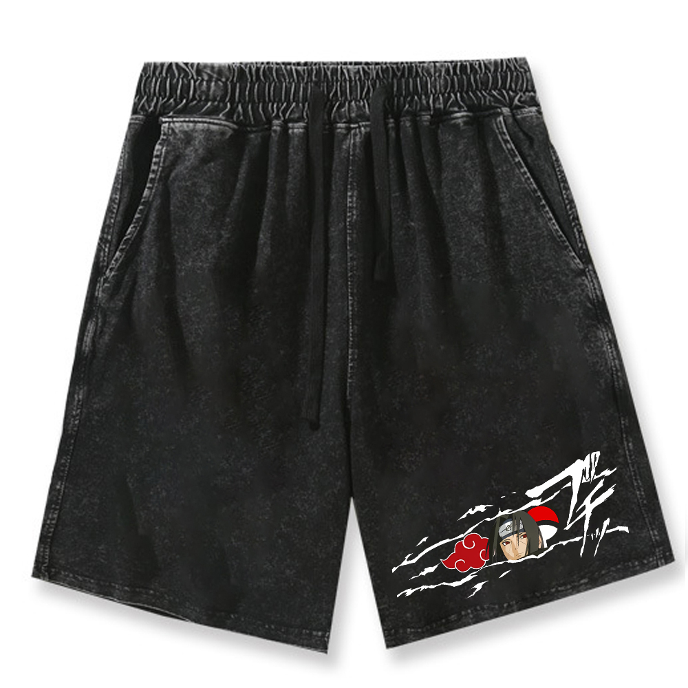 Anime Naruto Print Herren Sommer Freizeitshorts Herren Sportshorts mit Kordelzug Locker Sitzend Fitness Vintage Sport