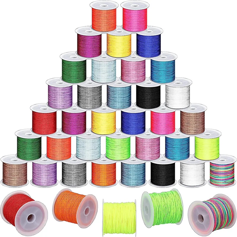 50M/Roll 0.8mm Nylon Cord Satin String Beading Thread Chinese Knot Cord for Macrame Bracelets Jewelry Making Christmas Ornament