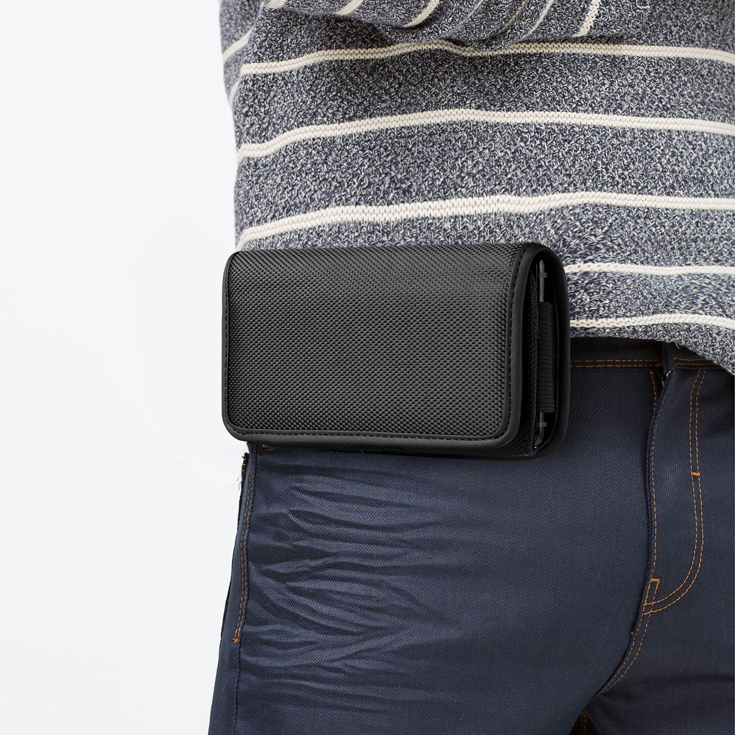 Riñonera con cinturón de tela Oxford Horizontal, Material de nailon con Clip, Funda de cuero para teléfono, bolsa para iPhone, Apple, Samsung