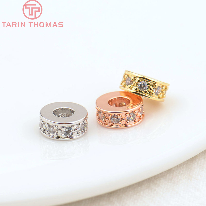 (2915)10 STKS 7x3 MM Gat 3 MM 18 K Goud Kleur Messing met Zirkoon Ronde Spacer Kralen Hoge Kwaliteit Sieraden Maken Bevindingen Accessoires