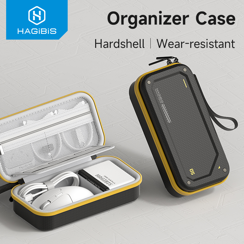 Hagibis Tas Casing Bepergian Organizer Elektronik EVA Hardshell PU Kantong Pembawa Portabel untuk Aksesori Kabel Pengisi Daya Mouse