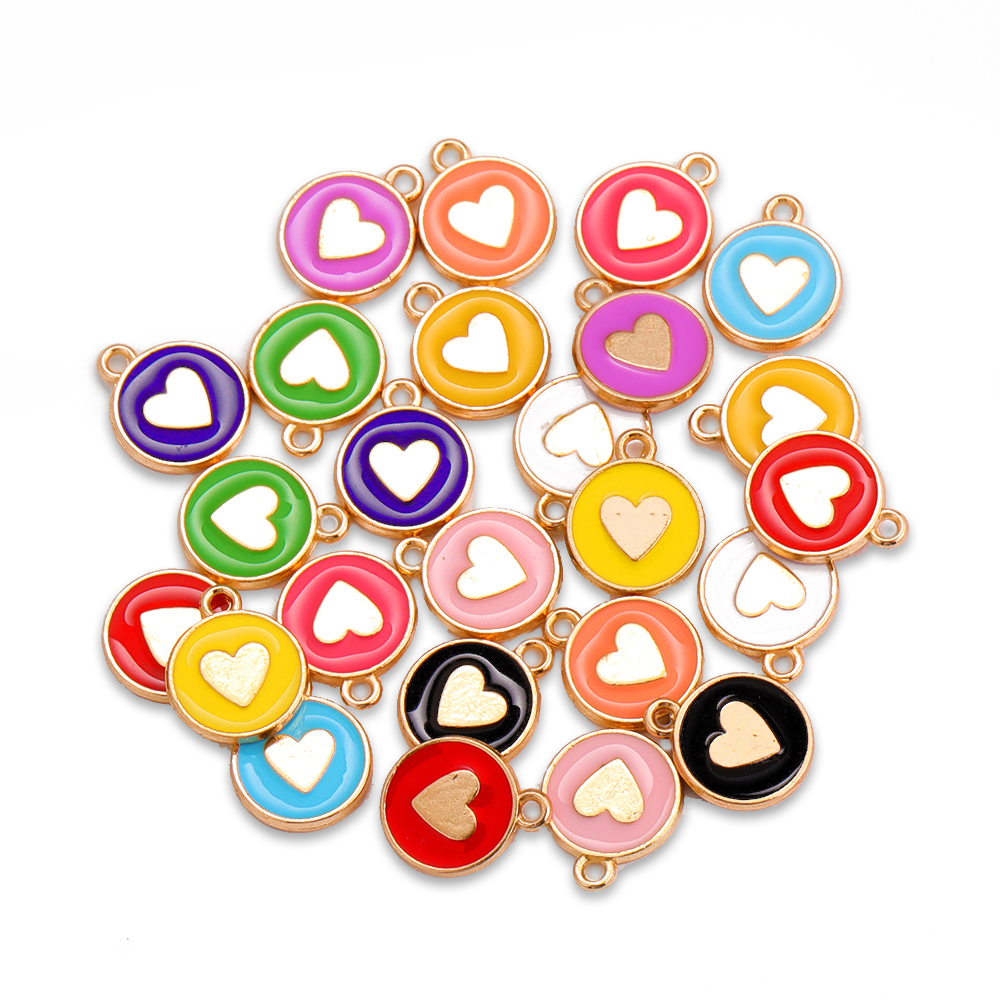 10 pçs doce amor coração carta estrela esmalte mini charme banhado liga de ouro pingente para diy brinco pulseira jóias fazendo ornamento