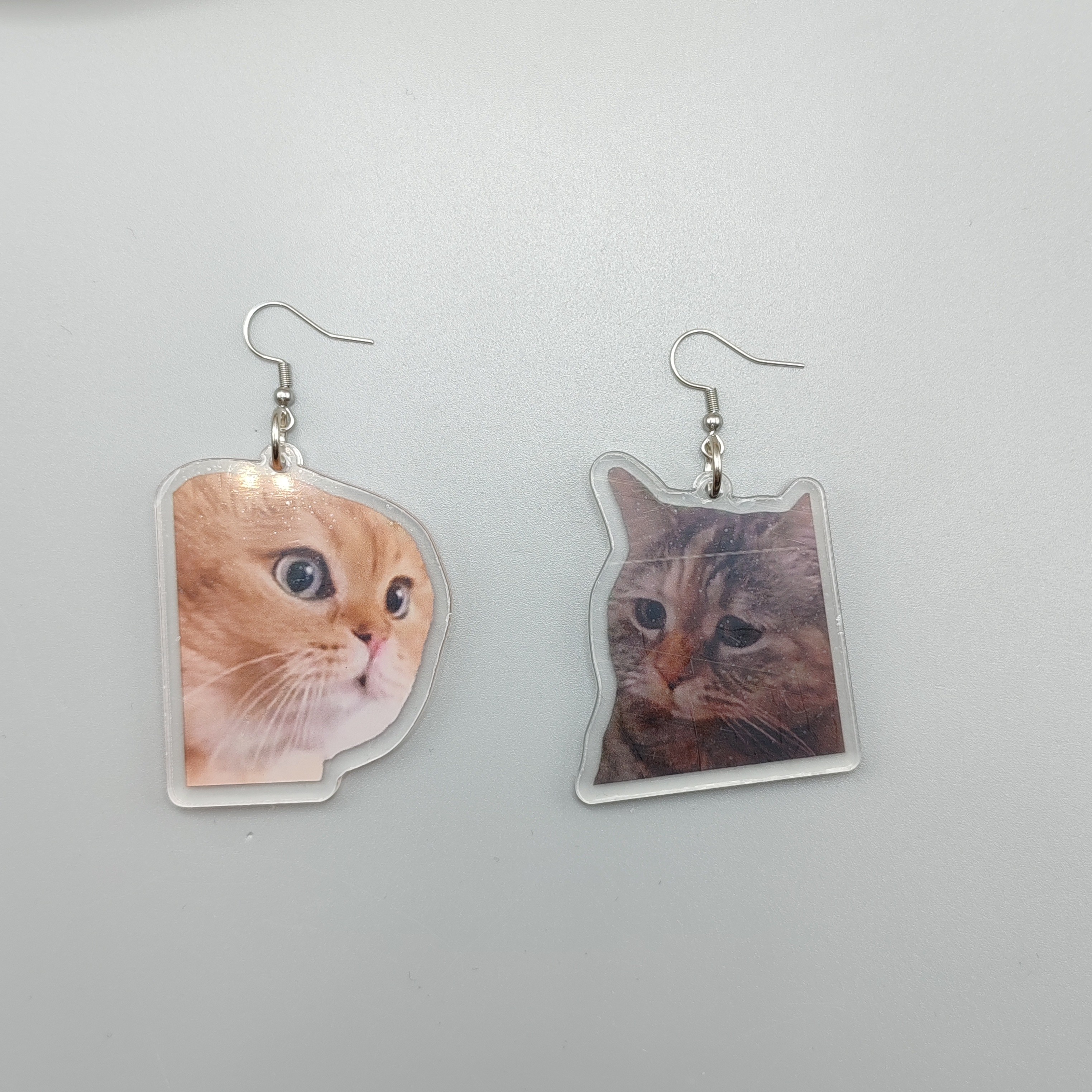 Damen-Taschen-Anhänger, süßer Schlüsselanhänger für Taschen, zwei Katzen, sprechende Meme, sprechende Katzen, sprechende Katze, Ohrring, Geschenk für beste Freundin