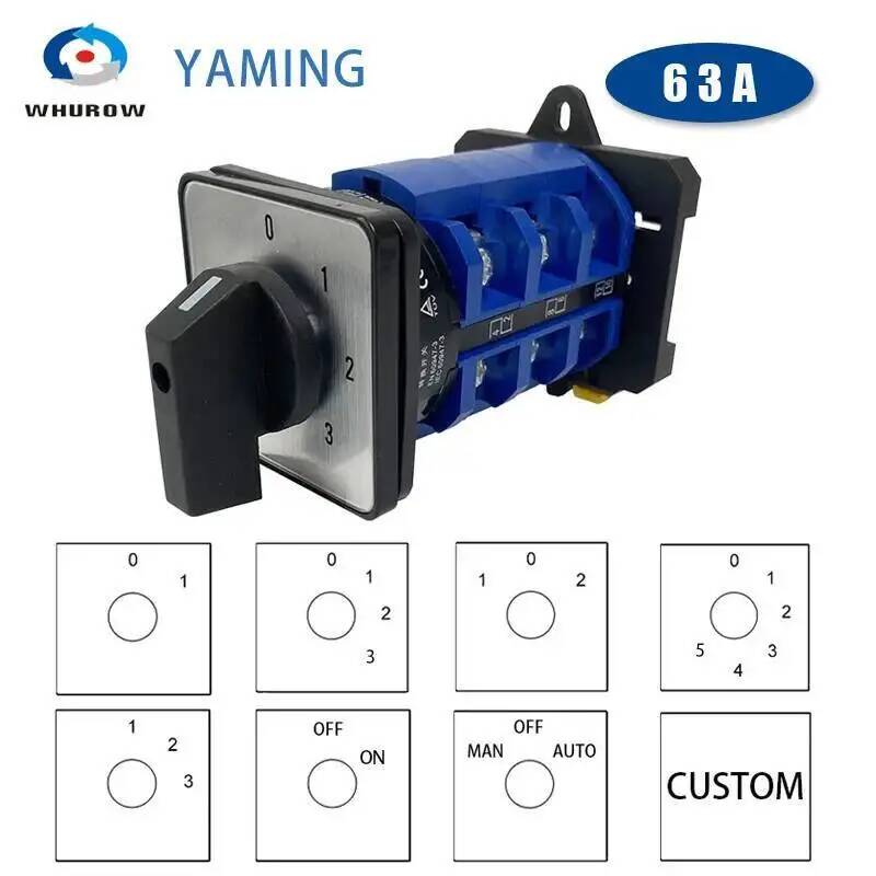 63adinレールに取り付けられたユニバーサル変換セレクター,LW26-63/3極,回転制御回路,日曜大工,カムスイッチ