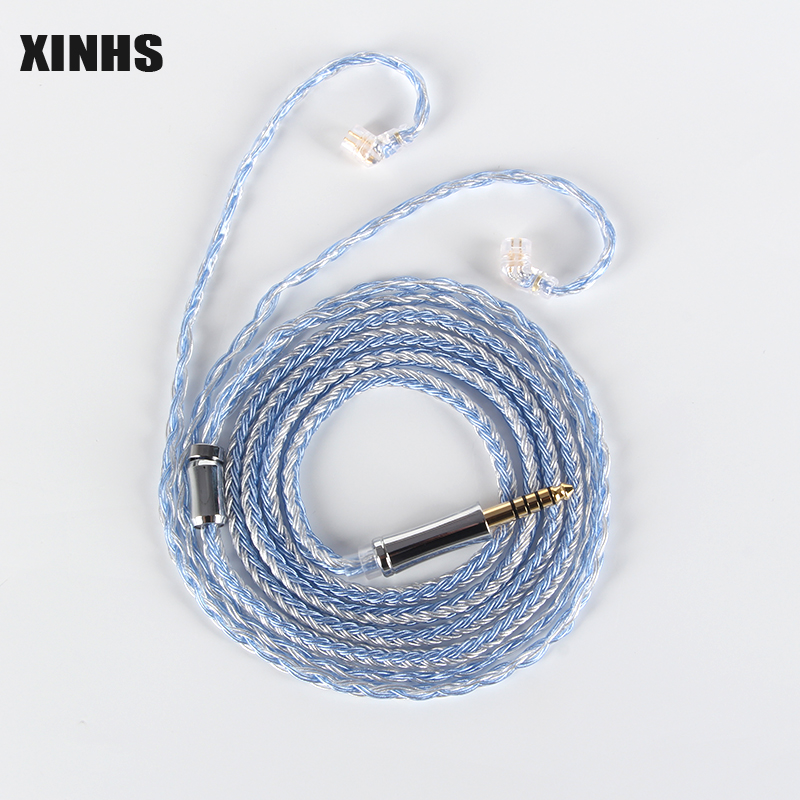 XINHS 16 rdzeń niebieski srebrny mieszany 5N pojedynczy kryształ miedź posrebrzany kabel do aktualizacji słuchawek z MMCX/0.78mm 2Pin/QDC/TFZ